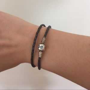 Pandora purple braided double leather bracelet